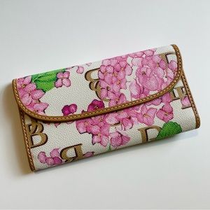 Dooney Bourke Cream Floral Hydrangea Leather Wallet